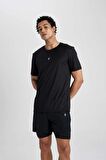 DeFactoFit Slim Fit Dar Kesim Bisiklet Yaka Baskılı Sporcu Kısa Kollu Tişört X6142AZ24SPBK81
