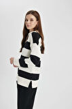 DeFacto Regular Fit Polo Yaka Çizgili Triko Kazak Tunik B8370AX24SPER133
