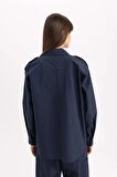 DeFacto Relax Fit Poplin Uzun Kollu Gömlek Tunik C2145AX24SPNV243
