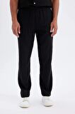 Relax Fit Dar Paça Keten Karışımlı Pantolon