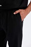Relax Fit Dar Paça Keten Karışımlı Pantolon