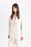 DeFacto Relax Fit Ceket Yaka Keten Karışımlı Blazer Ceket C4342AX24SPER37