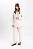 DeFacto Relax Fit Ceket Yaka Keten Karışımlı Blazer Ceket C4342AX24SPER37