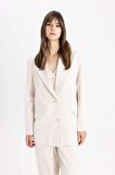 DeFacto Relax Fit Ceket Yaka Keten Karışımlı Blazer Ceket C4342AX24SPER37