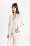 DeFacto Relax Fit Ceket Yaka Keten Karışımlı Blazer Ceket C4342AX24SPER37