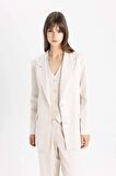 DeFacto Relax Fit Ceket Yaka Keten Karışımlı Blazer Ceket C4342AX24SPER37