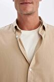 DeFacto Relax Fit Polo Yaka Keten Karışımlı Pamuklu Uzun Kollu Gömlek C1106AX24SMBG750