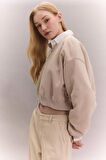 DeFacto Coool Crop V Yaka Basic Sweatshirt C4470AX24SPBG702