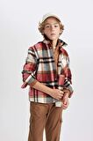 DeFacto Erkek Çocuk Oversize Geniş Kalıp Kareli Flanel Uzun Kollu Gömlek W5266A623WNRD328