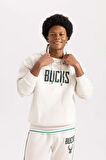 DeFactoFit NBA Milwaukee Bucks Oversize Fit Kapüşonlu Sweatshirt
