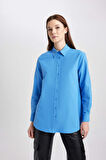 DeFacto Relax Fit Poplin Uzun Kollu Gömlek Tunik B8314AX24SPBE277