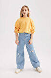 DeFacto Kız Çocuk Bisiklet Yaka Basic Düz Sweatshirt B7788A8NSOG305