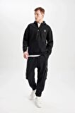 DeFacto Oversize Fit Kapüşonlu Baskılı Sweatshirt B8124AX23CWBK81