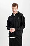 DeFacto Oversize Fit Kapüşonlu Baskılı Sweatshirt B8124AX23CWBK81