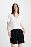 DeFacto Paperbag Yüksek Bel Geniş Paça Belmando Şort T0883AZ24HSBK81
