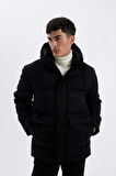 DeFacto 	Slim Fit Dar Kesim Şişme Mont Kapüşonlu Fermuarlı Çift Cepli A3489AX24WNBK27