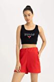 DeFactoFit NBA Chicago Bulls Cropped Fit Bisiklet Yaka Atlet B9961AX24SMBK81