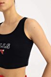 DeFactoFit NBA Chicago Bulls Cropped Fit Bisiklet Yaka Atlet B9961AX24SMBK81