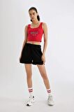 DeFactoFit NBA Chicago Bulls Cropped Fit Bisiklet Yaka Ribana Atlet B9960AX24SMRD303
