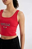 DeFactoFit NBA Chicago Bulls Cropped Fit Bisiklet Yaka Ribana Atlet B9960AX24SMRD303