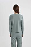 DeFacto Regular Fit V Yaka Casual Uzun Kollu Pijama Üstü-Fall in Love C4483AX24SPBE801