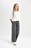 Kız Çocuk Wide Leg Geniş Bol Paça Cepli Jean Pantolon