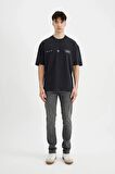 DeFacto Oversize Genilş Kalıp Bisiklet Yaka Sırt Baskılı Kısa Kollu Tişört C7161AX24SMAR138