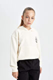 DeFacto Kız Çocuk Cepli Kapüşonlu Baskılı Okul Sweatshirt C7764A824AUER134