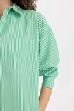DeFacto Oversize Geniş Kalıp Çizgili Poplin Uzun Kollu Gömlek C8751AX24SMGN268