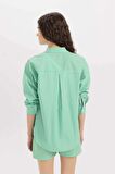 DeFacto Oversize Geniş Kalıp Çizgili Poplin Uzun Kollu Gömlek C8751AX24SMGN268