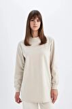 DeFacto Oversize Geniş Kalıp Basic Düz Sweatshirt Tunik D0410AX24SMBG737