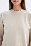 DeFacto Oversize Geniş Kalıp Basic Düz Sweatshirt Tunik D0410AX24SMBG737