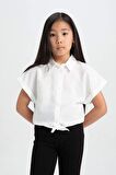 DeFacto Kız Çocuk Cropped Fit Kısa Kollu Gömlek C8287A824SMWT34