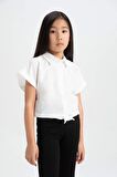 DeFacto Kız Çocuk Cropped Fit Kısa Kollu Gömlek C8287A824SMWT34