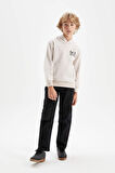 DeFacto Erkek Çocuk Bej Kapüşonlu Baskılı Okul Sweatshirt C7557A824AUBG277