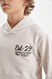 DeFacto Erkek Çocuk Bej Kapüşonlu Baskılı Okul Sweatshirt C7557A824AUBG277