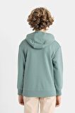 DeFacto Erkek Çocuk Yeşil Yazı Baskılı Cepli Kapüşonlu Okul Sweatshirt C7558A824AUGN757