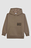DeFacto Erkek Çocuk Cepli Yazı Baskılı Kapüşonlu Okul Sweatshirt C7567A824WNKH500