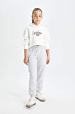 DeFacto Kız Çocuk Oversize Geniş Kalıp Crop Kapüşonlu Baskılı Sweatshirt D0314A824AUWT47