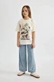 DeFacto Kız Çocuk Hatsune Miku Oversize Fit Bisiklet Yaka Kısa Kollu Tişört C4691A824SMER99