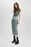 DeFacto Bodycon Bisiklet Yaka Degrade Kısa Kollu Midi Tül Elbise C5926AX24SPGN1107