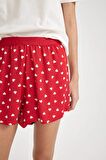 DeFacto Regular Fit Dokuma Şort Pijama Altı-Fall in Love B8697AX24SMRD256