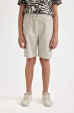 DeFacto Erkek Çocuk Basic Düz Beli Lastikli Cepli Gabardin Şort C2956A824SMGR492