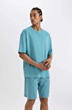 DeFactoFit Oversize Geniş Kalıp Bisiklet Yaka Baskılı Kısa Kollu Sporcu Tişört A1624AX24SMTR384