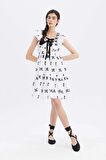 DeFacto Lug Von Siga x DeFacto Bodycon V Yaka Desenli Brode Kolsız Mini Elbise B2343AX24SMWT34