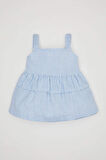 Kız Bebek Kare Yaka Çizgili Poplin Askılı Bluz