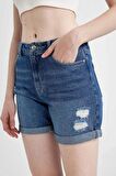 DeFacto Boyfriend Yüksek Bel Jean Şort C2468AX24SMNM28