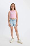 DeFacto Kız Çocuk Barbie Bisiklet Yaka Atlet C5952A824HSPN253