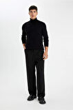 DeFacto Siyah Slim Fit Dar Kesim Balıkçı Yaka Basic Düz Triko Kazak R1124AZ24WNBK27