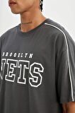 DeFactoFit NBA Brooklyn Nets Oversize Geniş Kalıp Bisiklet Yaka Kısa Kollu Tişört B9907AX24SMAR212